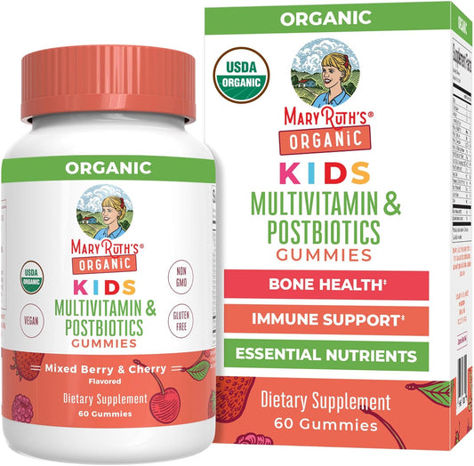 MaryRuth Organics Kids Multivitamin and Postbiotics bottle front view