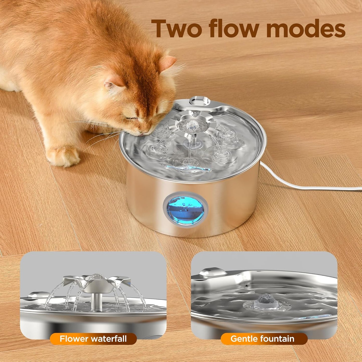 Stainless steel pet water dispenser water level window
