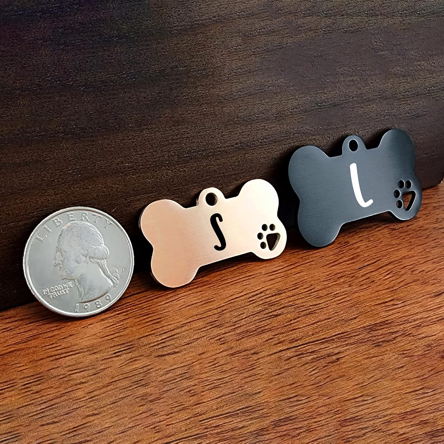 Ultra Joys premium black stainless steel custom tag demonstrating rust proof material durability.