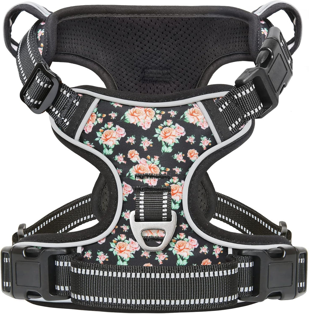 Timos No Pull Dog Harness,NO Need Go Over Dogs Head 3 Snap Buckles Reflective Oxford No Choke Harness with Front & Back 2 Metal Leash Clips Soft Padded for Small Medium Large Dogs Pink S - Image 15
