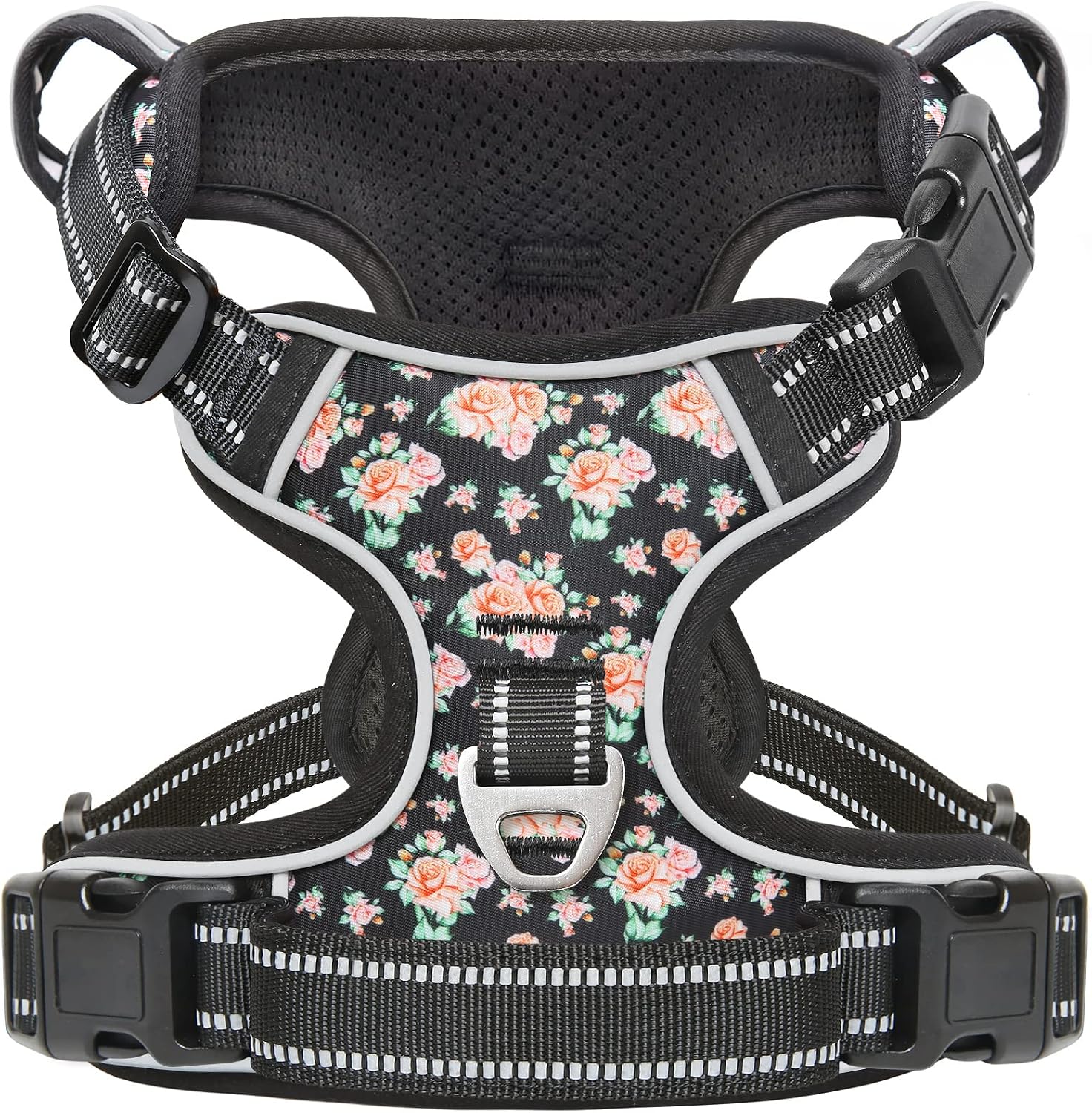 Timos No Pull Dog Harness,NO Need Go Over Dogs Head 3 Snap Buckles Reflective Oxford No Choke Harness with Front & Back 2 Metal Leash Clips Soft Padded for Small Medium Large Dogs Pink S - Image 15