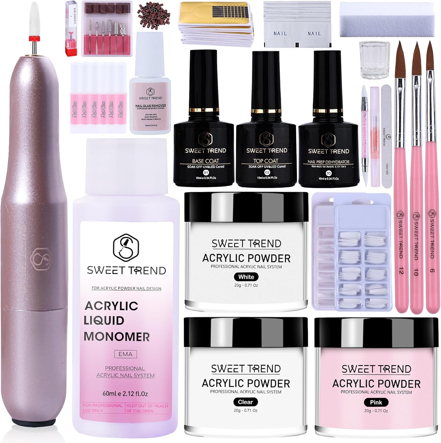 Sweet Trend acrylic nail kit with electric drill and powder set