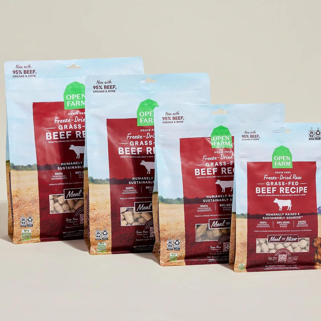 Open Farm freeze dried raw dog food bowl presentation