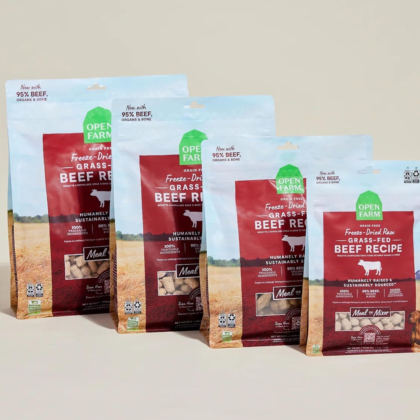 Open Farm freeze dried raw dog food bowl presentation