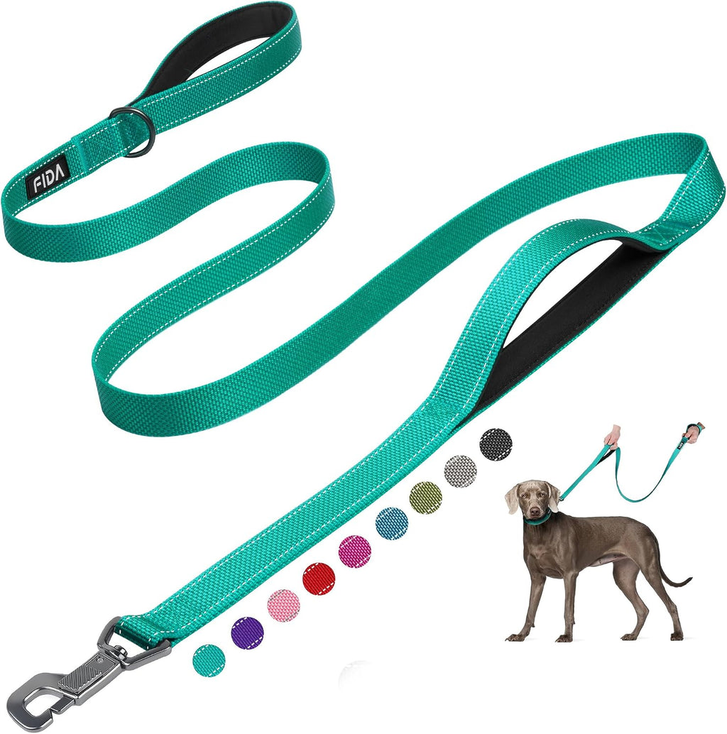 Fida 4 FT Heavy Duty Dog Leash with 2 Comfortable Padded Handles, Traffic Handle & Advanced Easy Snap Hook, Reflective Walking Lead for Large, Medium & Small Breed Dogs (4 FT x 1" Wide, Black) - Image 10