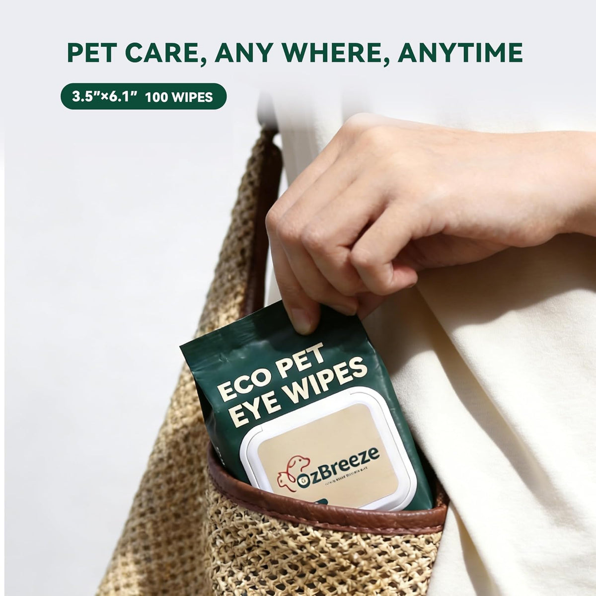 Premium imported pet facial cleansing wipes packaging back instructions