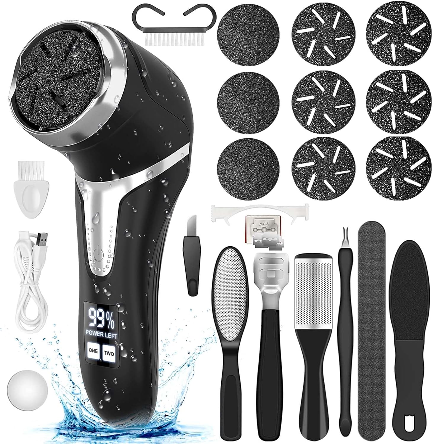 Hoxida electric callus remover with LCD display and front view