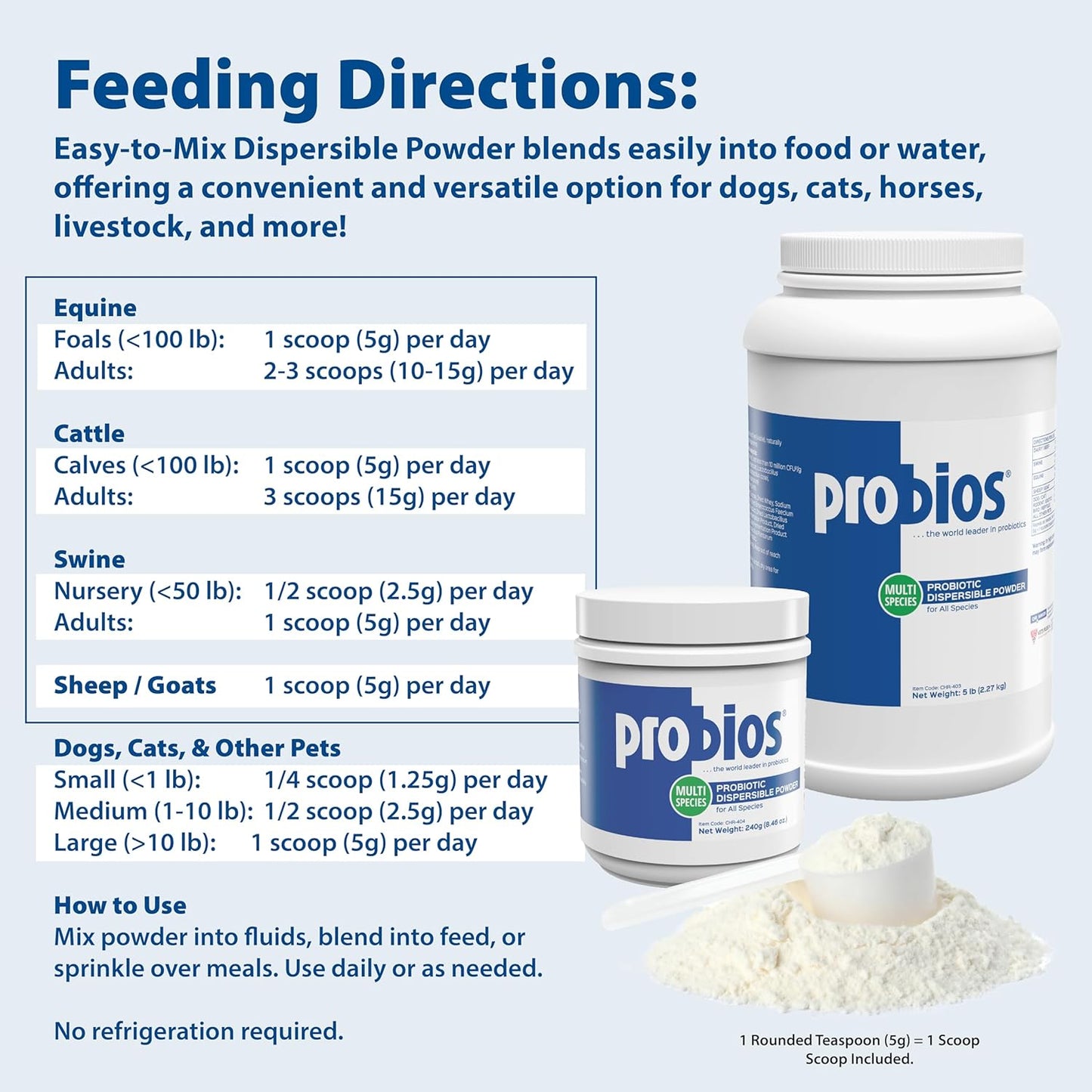 Probios 5 pound tub for horses and household pets