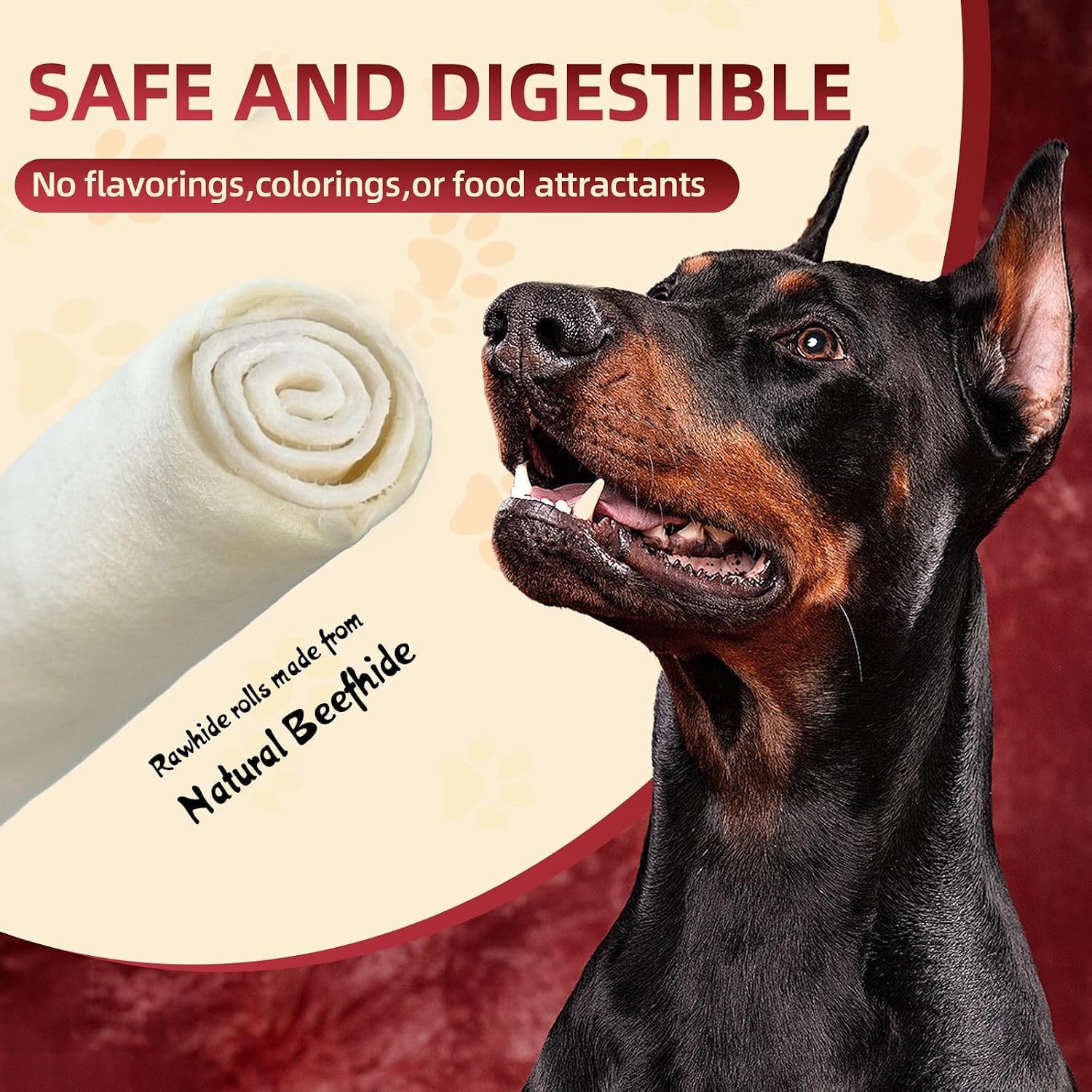 Six pack of long lasting rawhide retriever rolls for dogs