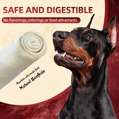 Six pack of long lasting rawhide retriever rolls for dogs