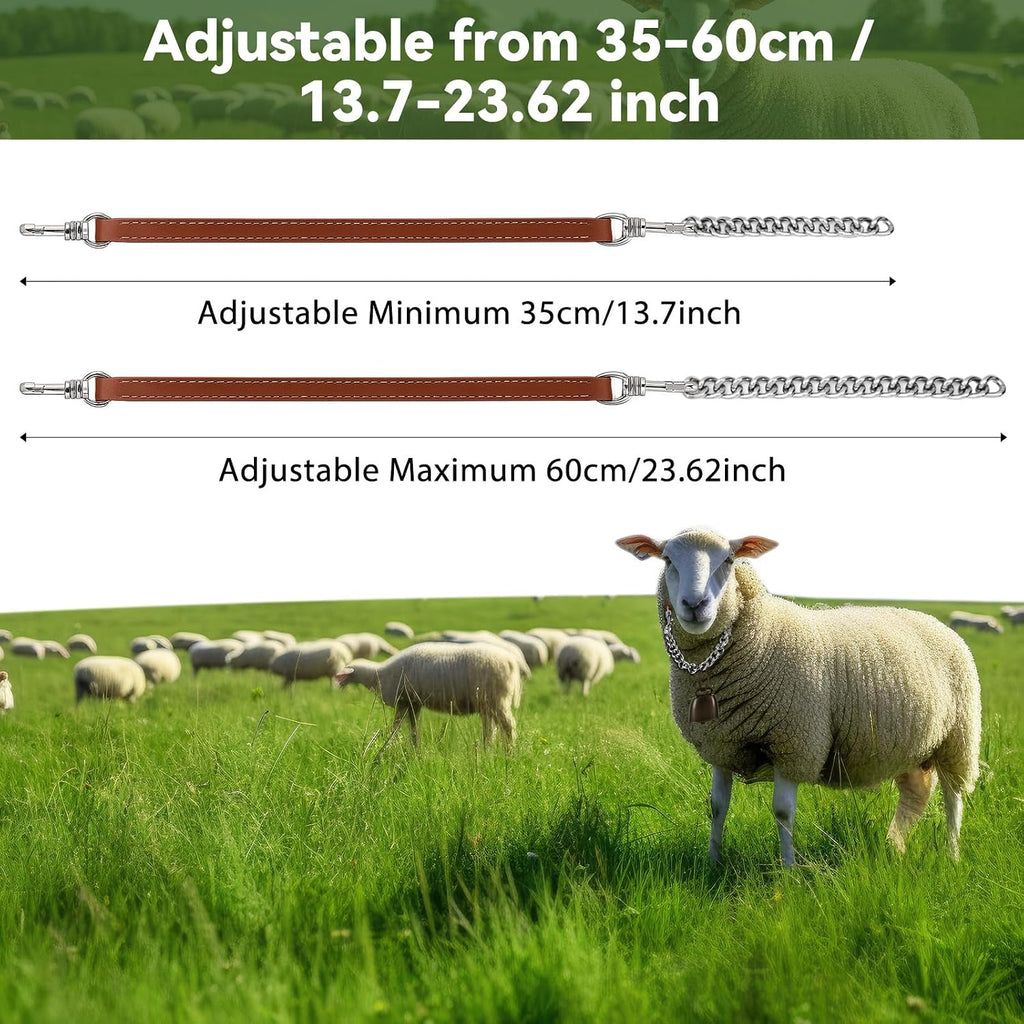 Two pack livestock neck bands with brass grazing bells for sheep and farm management