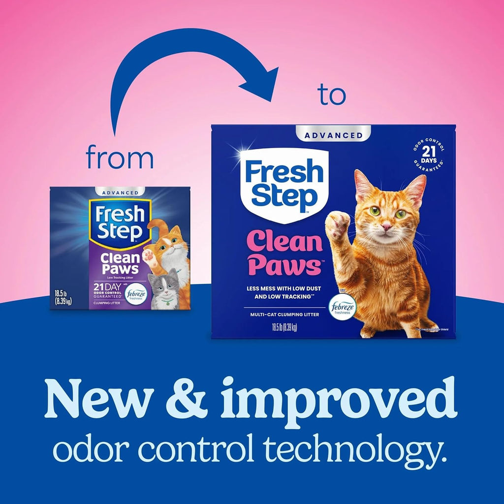 Fresh Step cat litter boxes showing weight and branding details