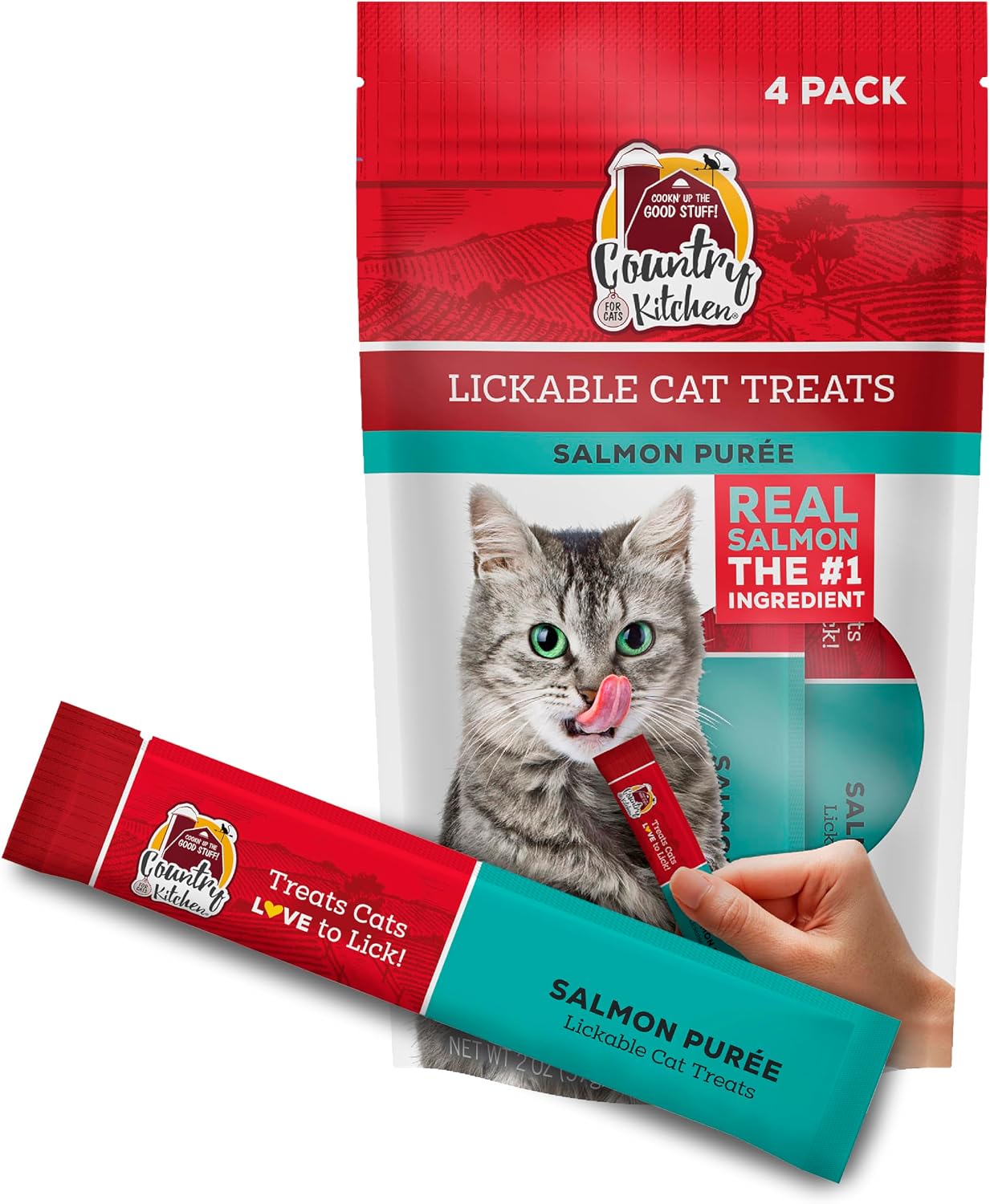 Country Kitchen Puree Lickable Cat Treats, 3 Flavor Variety Pack, Tuna, Salmon and Chicken, Made with Real Meat, 5 oz Tubes, 20 Count - Image 11