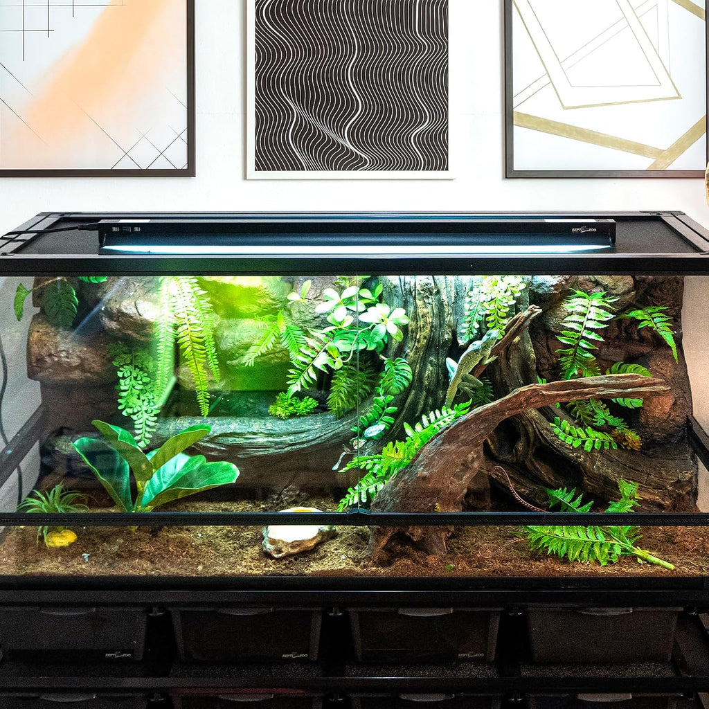 Polished curved reflector close up maximizing ultraviolet distribution for bearded dragons and tortoises.