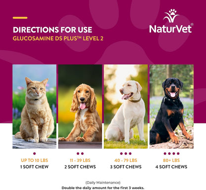 NaturVet Glucosamine MSM and Chondroitin soft chews showing packaging details