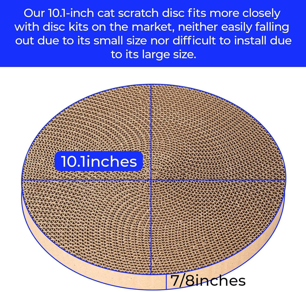 Two circular cat scratching board replacements for indoor cats
