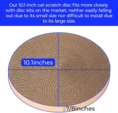 Two circular cat scratching board replacements for indoor cats