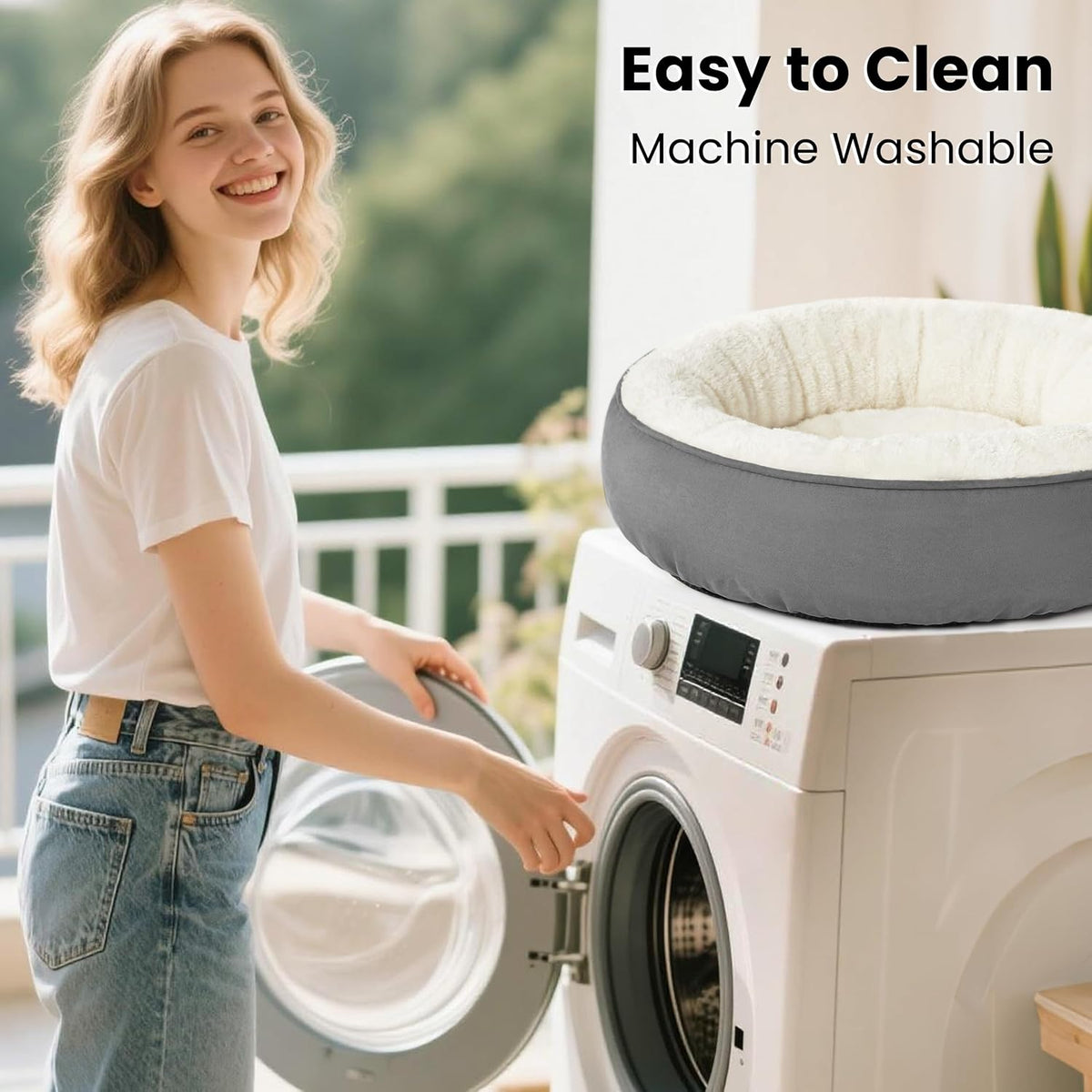 Full view of Love's Cabin machine washable pet bed