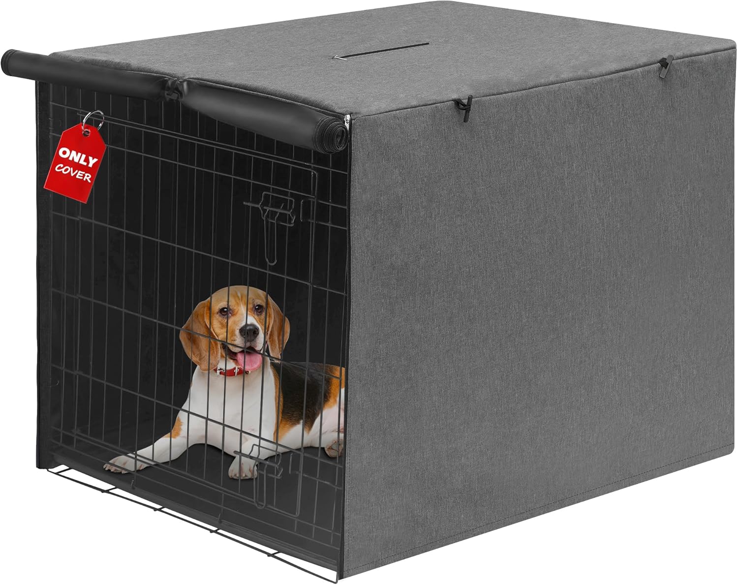 Deblue Small Dog Crate Cover Indoor, Double Door Durable Polyester Pet Kennel Cover for Small Wire Crate - (24 inches, Black) - Image 14