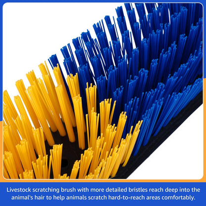 Expandable scratching wall setup utilizing multiple livestock brushes