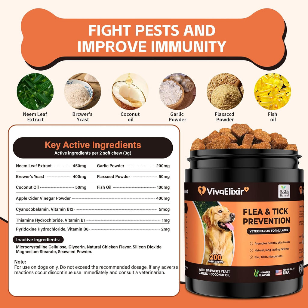 VivaElixir seaweed flavor dog chewable supplement ingredients label