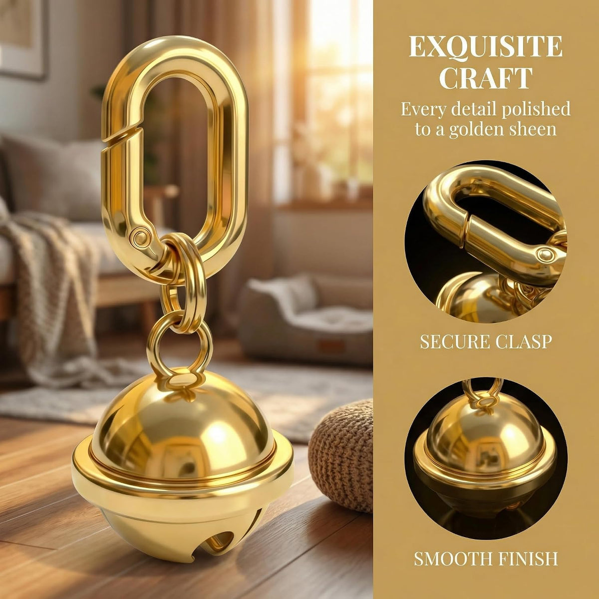 Detailed view of Domsimy soft tinkle bell for pets