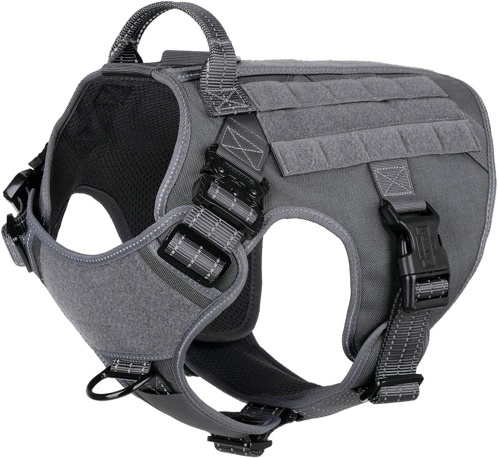 ICEFANG Tactical Dog Harness, Large Size,2X Metal Buckle,Working Dog MOLLE Vest with Handle,No Pulling Front Leash Clip,Hook and Loop Panel (Brown,L (Pack of 1)) - Image 10