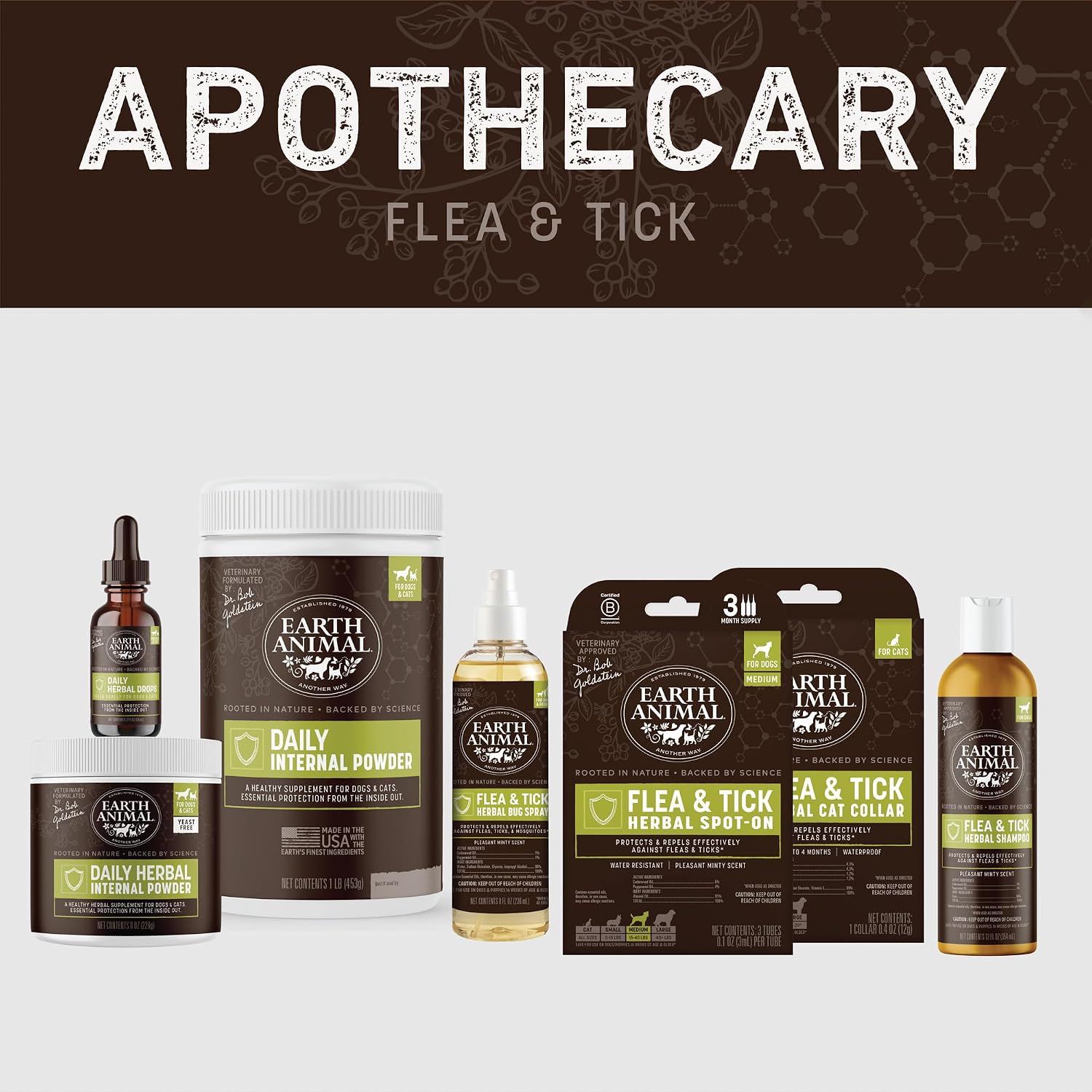 Product information and ingredients on Earth Animal bug spray label