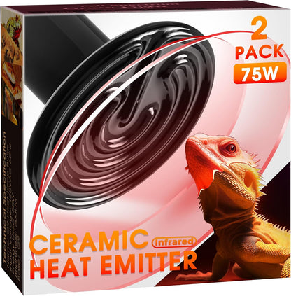 Ceramic Heat Emitter for Reptiles, 2 Pack 100W Heat Lamp Bulb, E26 Ceramic Reptile Heat Bulb Black, No Light Emitting Heat Lamp for Amphibian Pet, Heat Bulb for Bearded Dragon Turtle Snake Lizard - Image 9