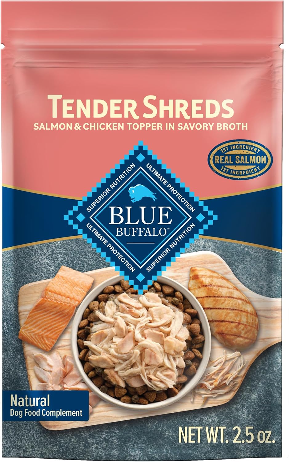 Blue Buffalo Tender Shreds Tasty Chicken Topper and Beef & Chicken Topper Natural Dog Food Complement, 2.5-oz. Pouch, 12-Count Variety Pack - Image 12