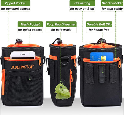AMZNOVA crossbody dog training bag with orange drawstring closure
