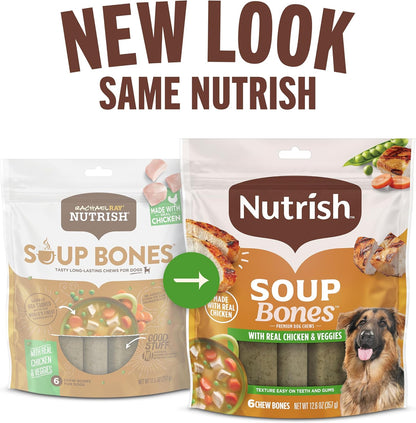 Real chicken and veggies flavor dog treats displayed out of the bag