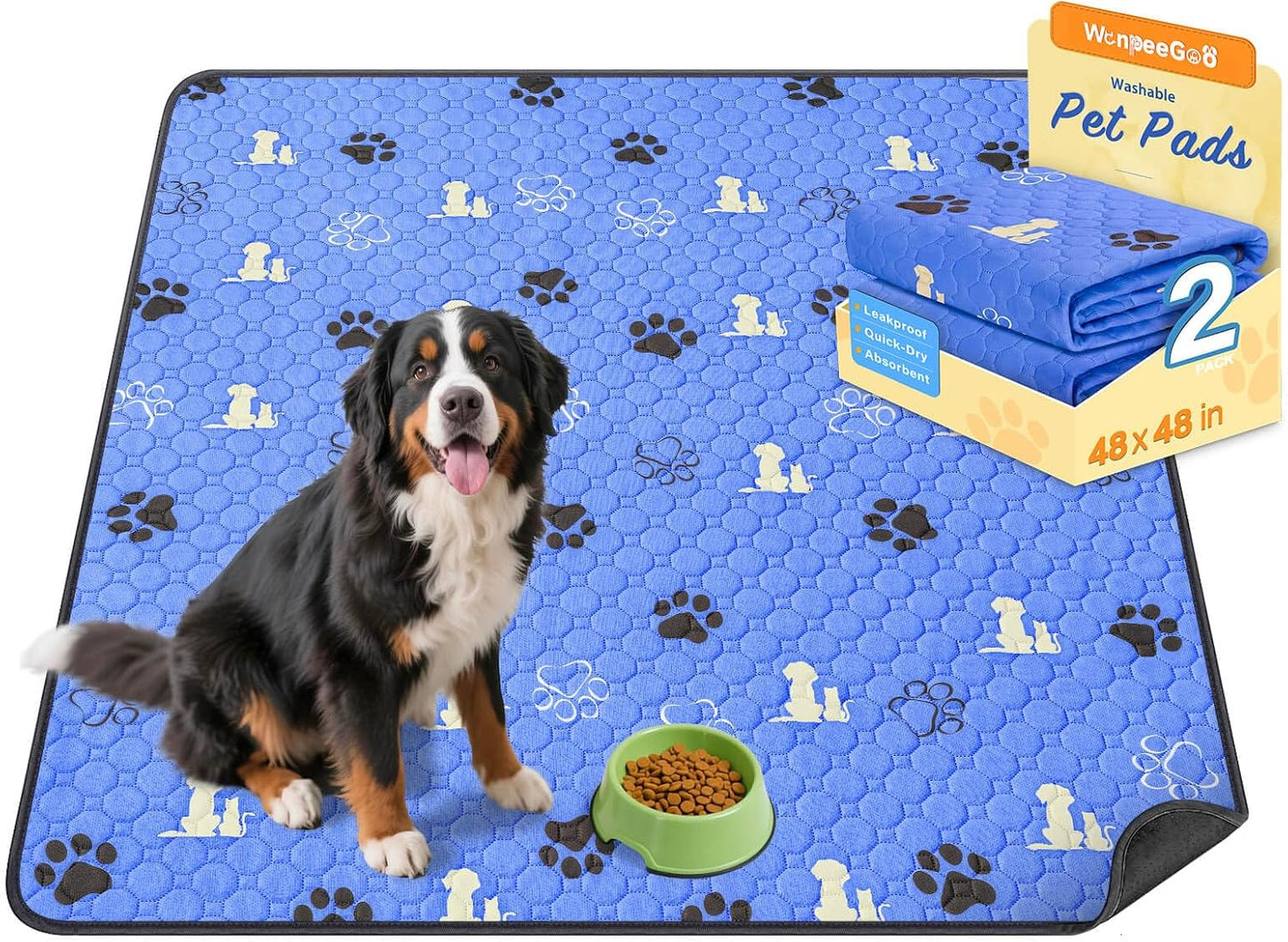 WanpeeGoo Washable Pee Pads for Dogs, 4 Pack Absorbent Reusable Training Dog Pads Pet Puppy Pads, Non-Slip Potty Pads for Whelping, Playpen, Crate, Bed, Grey 18"x24" - Image 15