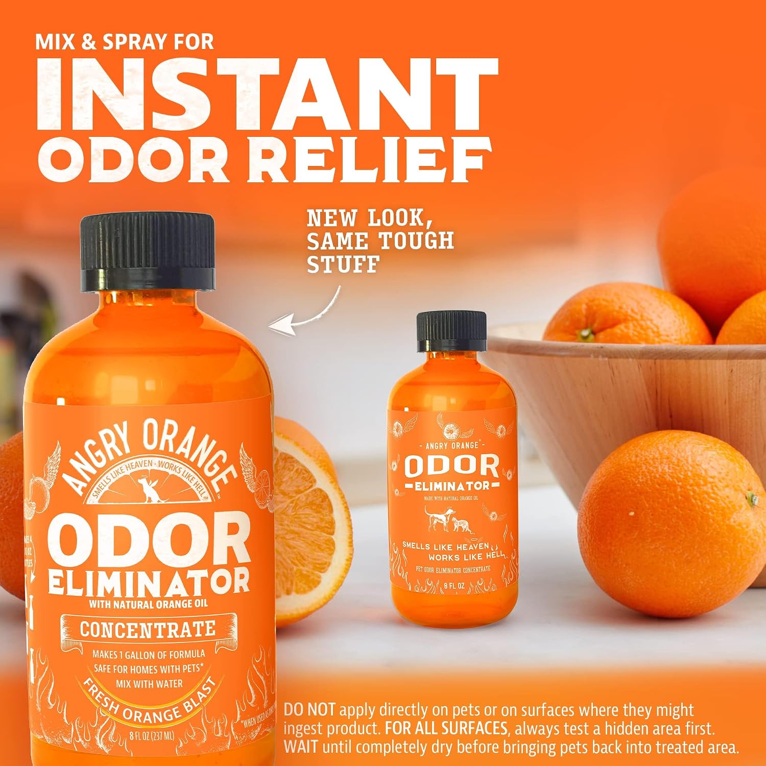 Eight fluid ounce bottle of citrus powered pet odor eliminator concentrate with natural orange oil.