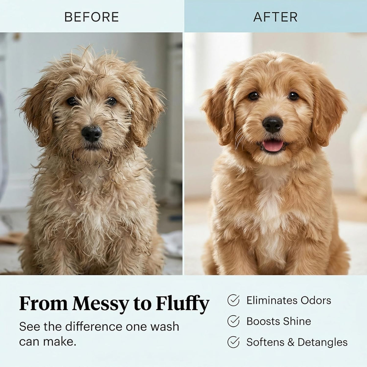 Pet Care Sciences 16 fluid ounce dog shampoo bottle on white background