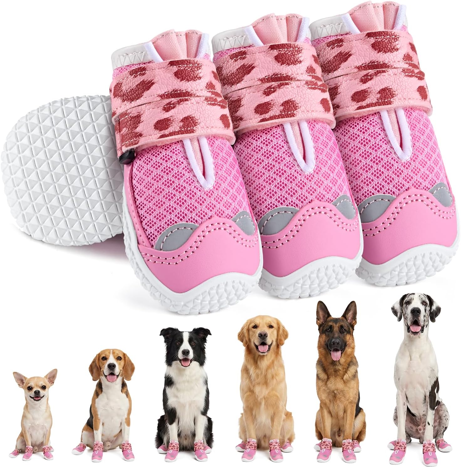 SlowTon Dog Shoes for Large Small Medium Dogs - Breathable Dog Boots for Summer Hot Pavement, Paw Protector for Outdoor Walking Winter Snow, Anti-Slip Rubber Dog Booties for Hardwood Floor (Green, 6) - Image 10
