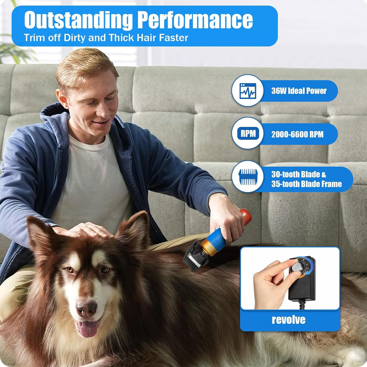 KPfaster 10ft Sheep Shears, with Plug & 2 Blades 200W Electric Clippers Animal Shave Grooming Farm for Dogs Cat Goat Alpaca, Llamas, Angora Rabbits Shearing Hand Piece Cutter Livestock Pet Supplies - Image 5
