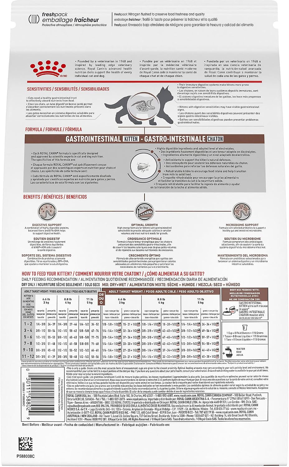 High calorie dense kibble for kittens by Royal Canin veterinary care.