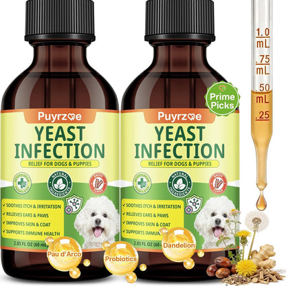 puyrzoe Natural Yeast Infection Treatment for Dogs, Itchy Ears, Skin, Paws & Allergy Relief, Yeast Treatment for Dogs, Supports Gut & Immune Health, Reduces Itching, Irritation & Inflammation, 60ml - Image 11