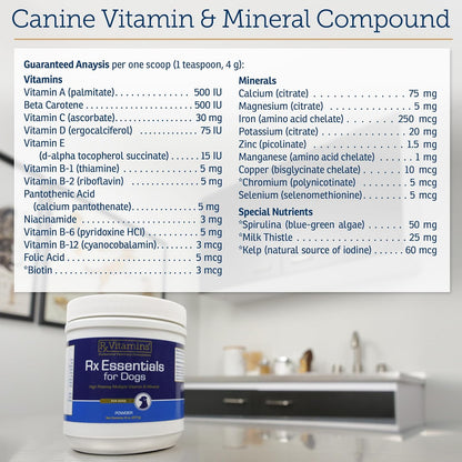 Rx Vitamins Essentials for Dogs nutritional supplement side view