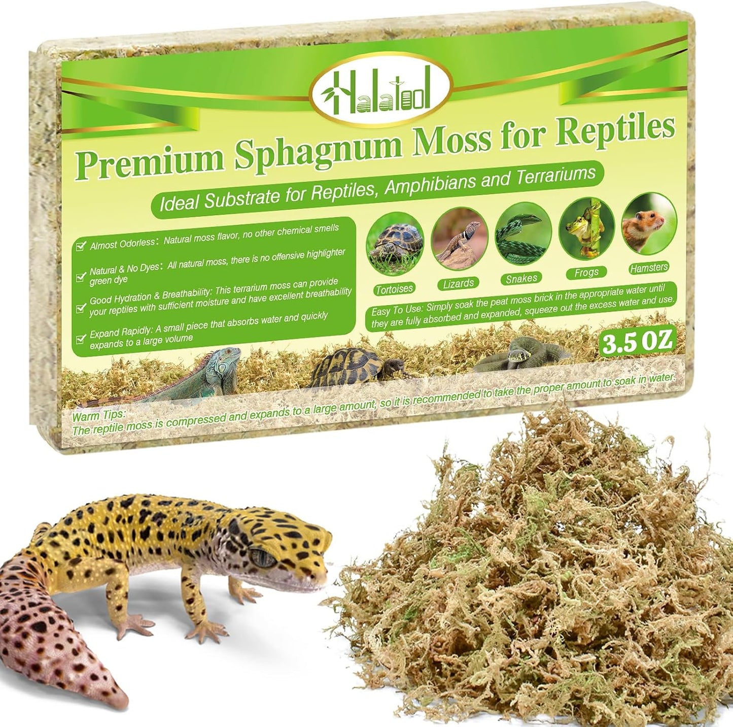 Halatool 6OZ Natural Sphagnum Moss Substrate for Reptiles - Terrarium Bedding with 72H Moisture Retention, Safe for Bearded Dragons, Geckos & Snake Shedding - Image 9
