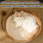 FHKPET handwoven cotton rope cat bed with cat ears