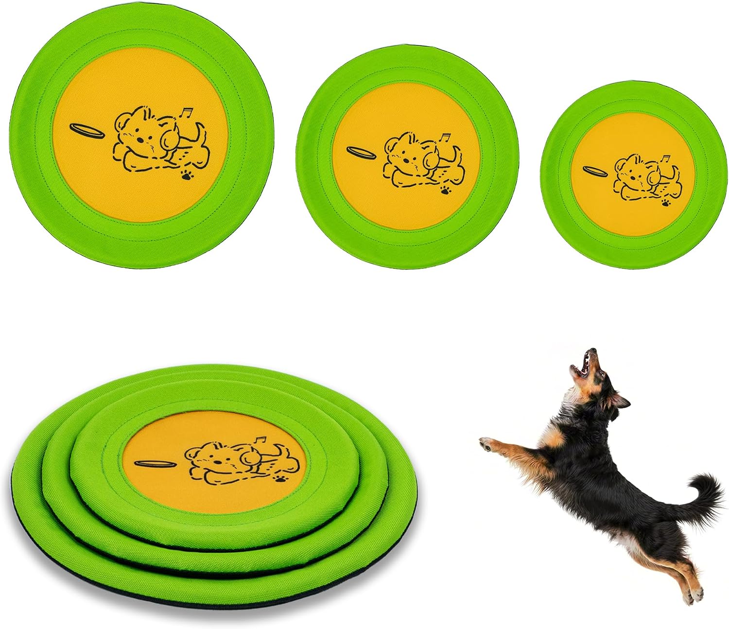 Bifeaw 3 Packs Nylon Interactive Dog Flying Disc - Floating Dog Toys for Aggressive chewers - Water Toys for Dogs (Blue and Yellow) - Image 9