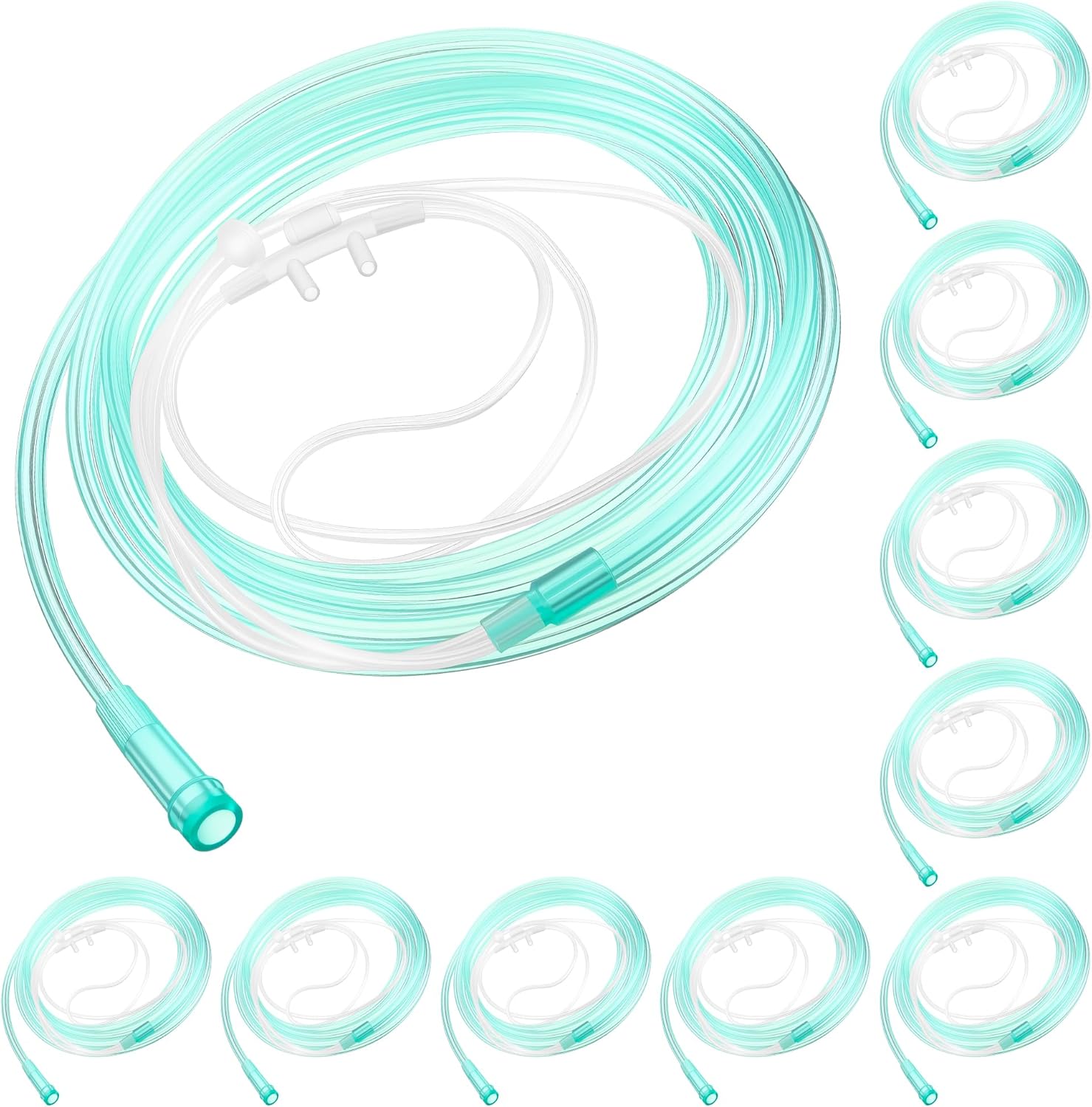 Yoncozy Anglechic Adult Nasal Oxygen Cannula 10 pack front view high flow tubing