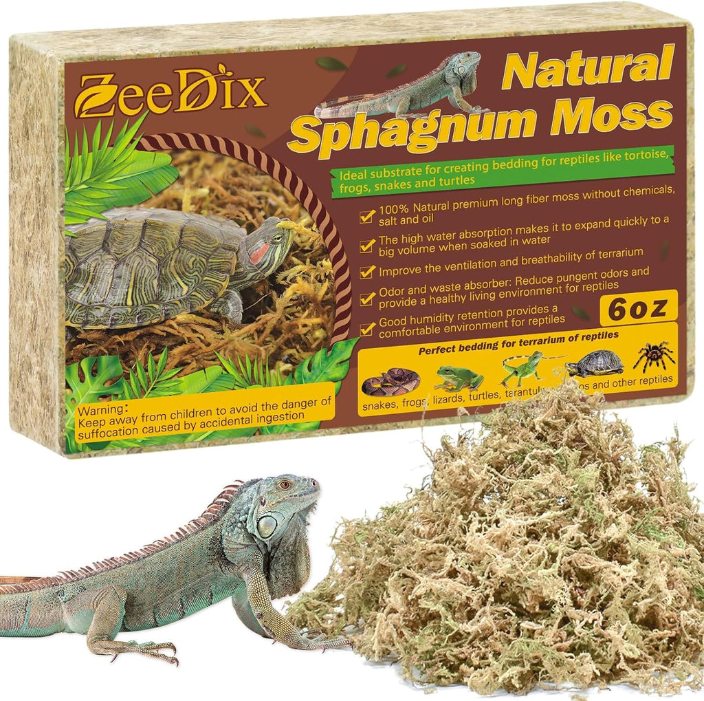 ZeeDix long fiber sphagnum moss for reptiles front view packaging