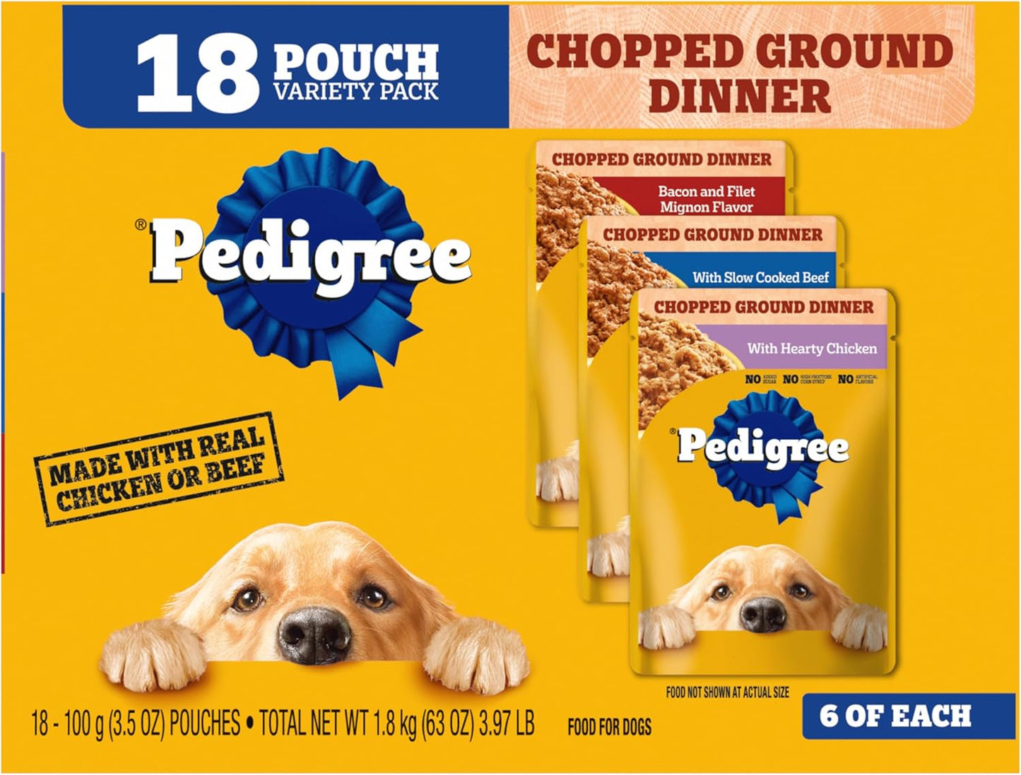 Pedigree Chopped Ground Dinner Wet Dog Food Pouches Variety Pack, 3.5 oz Pouches, 30 Count - Image 14