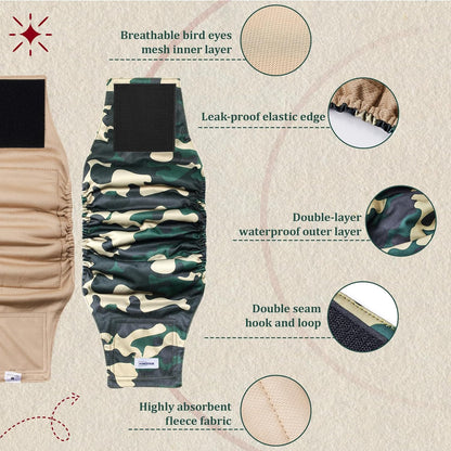 Small size male puppy diapers featuring soft breathable khaki lining fabric