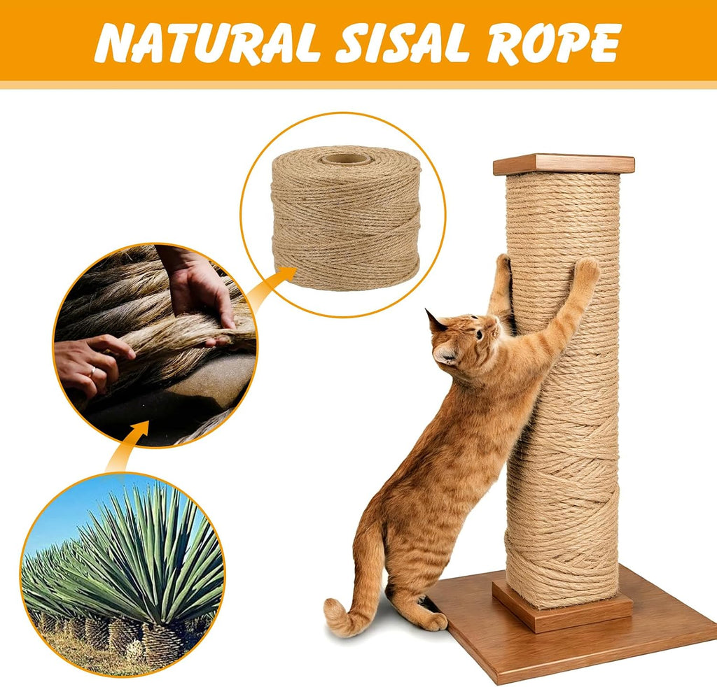Close up view of 4-ply twisted natural sisal twine texture