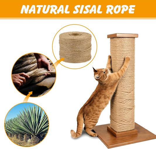 Close up view of 4-ply twisted natural sisal twine texture