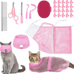 9 Pcs Cat Bathing Bag Set Cat Shower Bag Anti Bite and Scratch for Pet Grooming Washing Brush Comb Muzzle Nail Clipper Nail File Tick Tool(Blue, Gray) - Image 9
